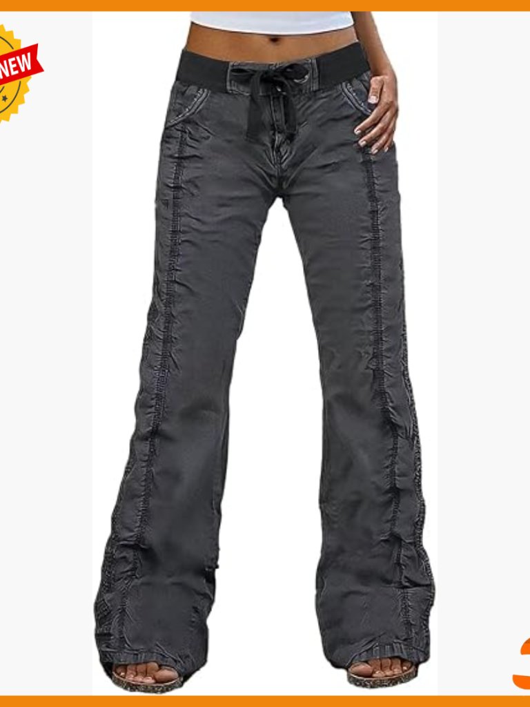 Mid Rise Straight Leg Cargo Pants With Patch Pockets, Size Medium